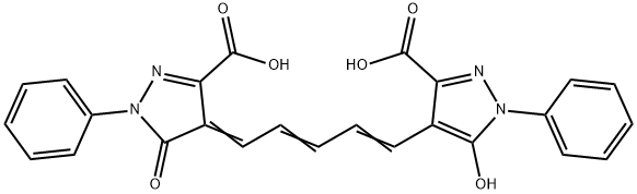 4-[5-(3-カルボキシ-5-ヒドロキシ-1-フェニル-1H-ピラゾール-4-イル)-2,4-ペンタジエン-1-イリデン]-4,5-ジヒドロ-5-オキソ-1-フェニル-1H-ピラゾール-3-カルボン酸 化学構造式