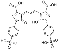 4-[3-[3-カルボキシ-5-ヒドロキシ-1-(4-スルホフェニル)-1H-ピラゾール-4-イル]-2-プロペニリデン]-4,5-ジヒドロ-5-オキソ-1-(4-スルホフェニル)-1H-ピラゾール-3-カルボン酸 化学構造式