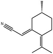 Acetonitrile, [(5R)-5-methyl-2-(1-methylethylidene)cyclohexylidene]-, (2E)- (9CI) Struktur