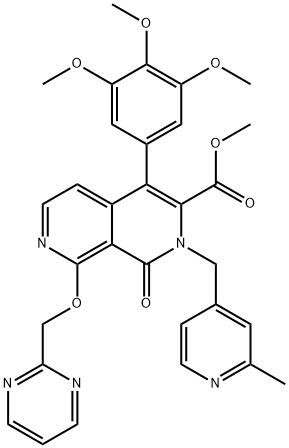 1,2-DIHYDRO-2-[(2-METHYL-4-PYRIDINYL)METHYL]-1-OXO-8-(2-PYRIMIDINYLMETHOXY)-4-(3,4,5-TRIMETHOXYPHENYL)-2,7-NAPHTHYRIDINE-3-CARBOXYLIC ACID METHYL ESTER HYDROCHLORIDE Structure