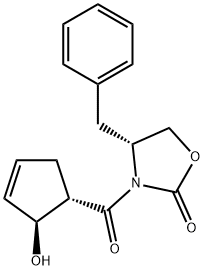 (4R)-3-[((1S,2S)-2-Hydroxy-3-cyclopenten-1-yl)carbonyl]-4-(phenylMethyl)-1,3-oxazolidin-2-one Structure