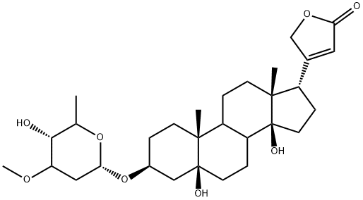 4-[(3S,5S,10R,13R,14S,17S)-5,14-dihydroxy-3-[(2S,5R)-5-hydroxy-4-methoxy-6-methyl-oxan-2-yl]oxy-10,13-dimethyl-2,3,4,6,7,8,9,11,12,15,16,17-dodecahydro-1H-cyclopenta[a]phenanthren-17-yl]-5H-furan-2-one Struktur