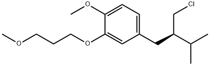 Benzene, 4-[(2R)-2-(chloromethyl)-3-methylbutyl]-1-methoxy-2-(3-methoxypropoxy)- Struktur