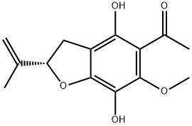 (+)-5-Acetyl-6-methoxy-2-(1-methylvinyl)-2,3-dihydrobenzofuran-4,7-diol 结构式