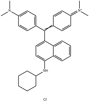 [4-[alpha-[4-(cyclohexylamino)-1-naphthyl]-p-(dimethylamino)benzylidene]-2,5-cyclohexadien-1-ylidene]dimethylammonium chloride  Struktur