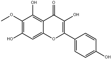 6-メトキシ-3,4',5,7-テトラヒドロキシフラボン 化学構造式