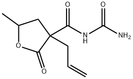 N-(アミノカルボニル)テトラヒドロ-5-メチル-2-オキソ-3-(2-プロペニル)-3-フランカルボキサミド 化学構造式