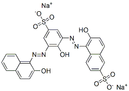 6-ヒドロキシ-5-[[2-ヒドロキシ-3-[(2-ヒドロキシ-1-ナフチル)アゾ]-5-スルホフェニル]アゾ]-2-ナフタレンスルホン酸二ナトリウム 化学構造式