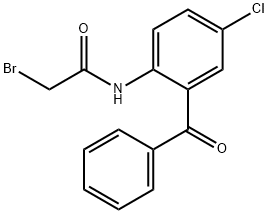 N-(2-ベンゾイル-4-クロロフェニル)-α-ブロモアセトアミド 化学構造式