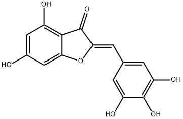 (2Z)-4,6-ジヒドロキシ-2-[(3,4,5-トリヒドロキシフェニル)メチレン]ベンゾフラン-3(2H)-オン 化学構造式