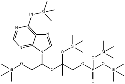 Phosphoric acid, 2-(trimethylsiloxy)-2-[2-(trimethylsiloxy)-1-[6-[(tri methylsilyl)amino]-9H-purin-9-yl]ethoxy]propyl bis(trimethylsilyl) est er 结构式