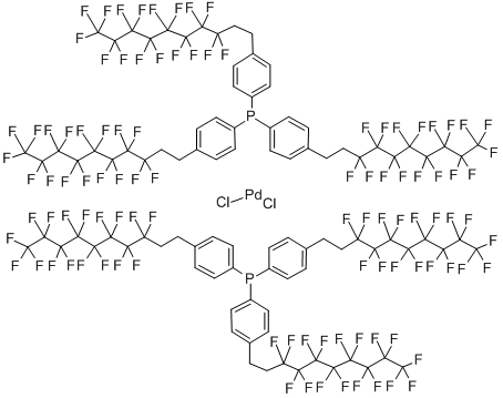 双[三(4-(3,3,4,4,5,5,6,6,7,7,8,8,9,9,10,10,10-十七氟癸基)苯基)膦]二氯化钯(II), 326475-46-1, 结构式