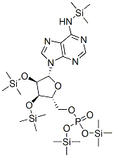 N-(Trimethylsilyl)-2'-O,3'-O-bis(trimethylsilyl)adenosine 5'-[phosphoric acid bis(trimethylsilyl)] ester Struktur
