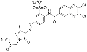disodium 4-[[4-(2,3-dichloroquinoxaline-6-carboxamido)-2-sulphonatophenyl]azo]-3-methyl-5-oxo-2-pyrazolin-1-acetate Structure