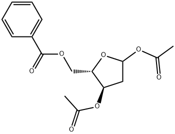 1,3-Di-O-acetyl-2-deoxy-5-O-benzoyl-D-xylofuranose 化学構造式