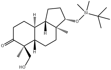 (3S,3AS,6S)-3-((TERT-ブチルジメチルシリル)オキシ)-6-(ヒドロキシメチル)-3A,6-ジメチルデカヒドロ-1H-シクロペンタ[A]ナフタレン-7(2H)-オン 化学構造式