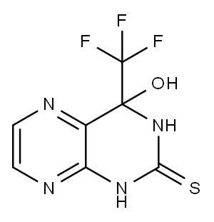 3,4-ジヒドロ-4-ヒドロキシ-4-(トリフルオロメチル)-2(1H)-プテリジンチオン 化学構造式