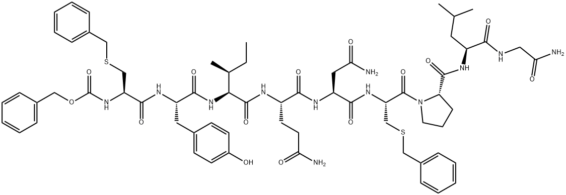 S-benzyl-N-(benzyloxycarbonyl)-L-cysteinyl-L-tyrosyl-L-isoleucyl-L-glutaminyl-L-asparaginyl-S-benzyl-L-cysteinyl-L-prolyl-L-leucylglycinamide  Structure