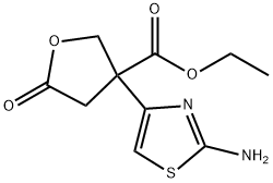 3-(2-AMINO-THIAZOL-4-YL)-5-OXO-TETRAHYDRO-FURAN-3-CARBOXYLIC ACID ETHYL ESTER 化学構造式