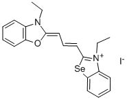 3-ethyl-2-[3-(3-ethyl-3H-benzoselenazol-2-ylidene)prop-1-enyl]benzoxazolium iodide 结构式