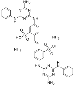 diammonium 4,4'-bis[(4-amino-6-anilino-1,3,5-triazin-2-yl)amino]stilbene-2,2'-disulphonate 结构式