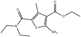 2-アミノ-5-[(ジエチルアミノ)カルボニル]-4-メチルチオフェン-3-カルボン酸エチル 化学構造式