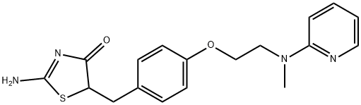 2-Amino-5-[[4-[2-(methyl-2-pyridinylamino)ethoxy]phenyl]methyl]-4(5H)-thiazolone 化学構造式