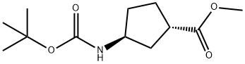 (1S,3S)-N-BOC-1-アミノシクロペンタン-3-カルボン酸メチルエステル 化学構造式