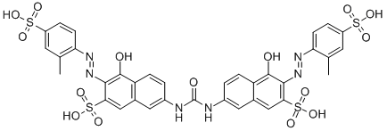7,7'-ウレイレンビス[4-ヒドロキシ-3-[(2-メチル-4-スルホフェニル)アゾ]-2-ナフタレンスルホン酸] 化学構造式