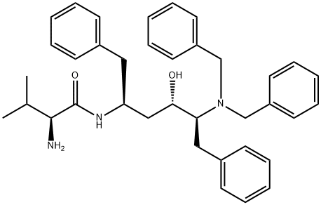 ButanaMide, 2-aMino-N-[(1S,3S,4S)-4-[bis(phenylMethyl)aMino]-3-hydroxy-5-phenyl-1-(phenylMethyl)pentyl]-3-Methyl-, (2S)- 结构式
