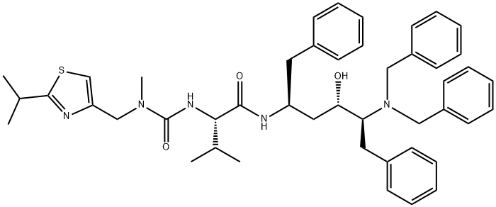 ButanaMide, N-[(1S,3S,4S)-4-[bis(phenylMethyl)aMino]-3-hydroxy-5-phenyl-1-(phenylMethyl)pentyl]-3-Methyl-2-[[[Methyl[[2-(1-Methylethyl)-4-thiazolyl]Methyl]aMino]carbonyl]aMino]-, (2S)-,330457-58-4,结构式