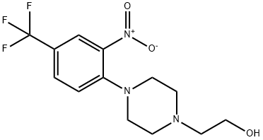 2-[4-[2-ニトロ-4-(トリフルオロメチル)フェニル]ピペラジノ]-1-エタノール 化学構造式