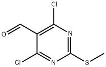 2-(甲硫基)-4,6-二氯-5-嘧啶甲醛, 33097-11-9, 结构式