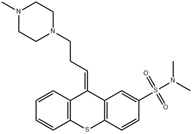 (E)-N,N-ジメチル-9-[3-(4-メチル-1-ピペラジニル)プロピリデン]-9H-チオキサンテン-2-スルホンアミド 化学構造式