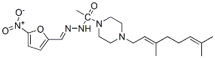5-ニトロ-2-フルアルデヒド[4-[(3E)-3,7-ジメチル-2,6-オクタジエニル]-1-ピペラジニルアセチル]ヒドラゾン 化学構造式