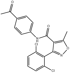 N-(4-acetylphenyl)-3-(2,6-dichlorophenyl)-5-methyl-4-isoxazolecarboxamide Struktur