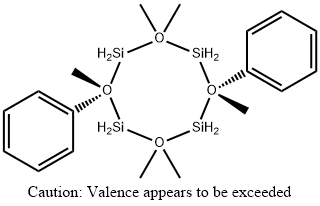 2α,6α-ジフェニル-2,4,4,6,8,8-ヘキサメチルシクロテトラシロキサン 化学構造式