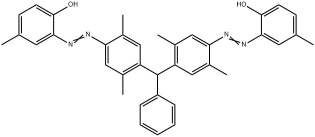 2,2'-[(フェニルメチレン)ビス[(2,5-ジメチル-4,1-フェニレン)アゾ]]ビス[4-メチルフェノール] 化学構造式
