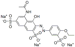 trisodium 5-(acetylamino)-3-[(4-ethoxy-3-sulphonatophenyl)azo]-4-hydroxynaphthalene-2,7-disulphonate Struktur