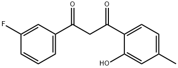 1-(3-フルオロフェニル)-3-(2-ヒドロキシ-4-メチルフェニル)プロパン-1,3-ジオン 化学構造式