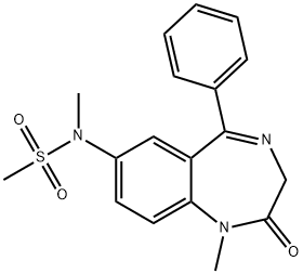 1,3-Dihydro-1-methyl-7-(N-methylmethylsulfonylamino)-5-phenyl-2H-1,4-benzodiazepin-2-one 结构式