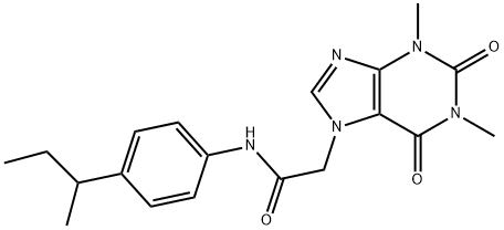 2-(1,3-Dimethyl-2,6-dioxo-1,2,3,6-tetrahydro-7H-purin-7-yl)-N-[4-(1-methylpropyl)phenyl]acetamide Structure