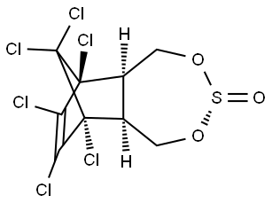 (6S,9R)-6,7,8,9,10,10-ヘキサクロロ-1,5,5aα,6,9,9aα-ヘキサヒドロ-6β,9β-メタノ-2,4,3-ベンゾジオキサチエピン3-オキシド 化学構造式