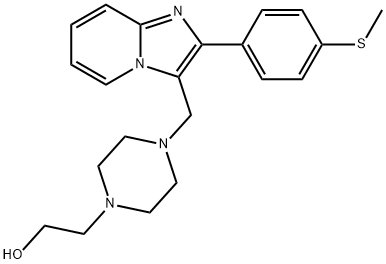 4-[[2-[p-(メチルチオ)フェニル]イミダゾ[1,2-a]ピリジン-3-イル]メチル]-1-ピペラジンエタノール 化学構造式