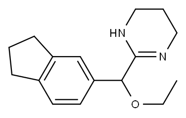 3,4,5,6-テトラヒドロ-2-[エトキシ(5-インダニル)メチル]ピリミジン 化学構造式