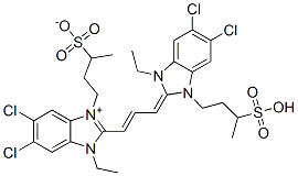5,6-ジクロロ-2-[3-[[5,6-ジクロロ-1-エチル-1,3-ジヒドロ-3-(3-スルホブチル)-2H-ベンゾイミダゾール]-2-イリデン]-1-プロペニル]-1-エチル-3-(3-スルホナトブチル)-1H-ベンゾイミダゾール-3-イウム 化学構造式