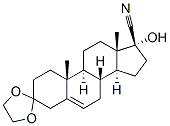 17-ヒドロキシスピロ[アンドロスタ-5-エン-3,2'-[1,3]ジオキソラン]-17β-カルボニトリル 化学構造式