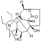 20-エチル-6β,8-ジヒドロキシ-1α-メトキシ-4-メチルヘテラチサン-14-オン 化学構造式
