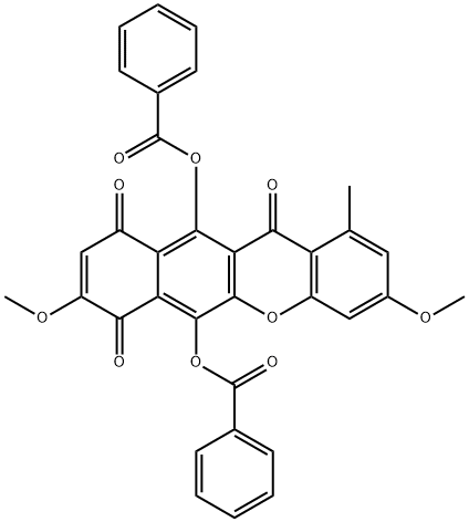 6,11-Dihydroxy-3,8-dimethoxy-1-methyl-10H-benzo[b]xanthene-7,10,12-trione dibenzoate Structure