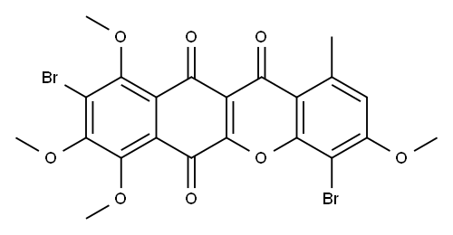 4,9-ジブロモ-3,7,8,10-テトラメトキシ-1-メチル-11H-ベンゾ[b]キサンテン-6,11,12-トリオン 化学構造式